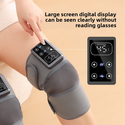 Heated knee massager worn on the knee
