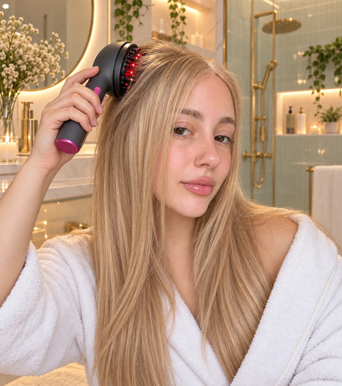 Scalp massager in use