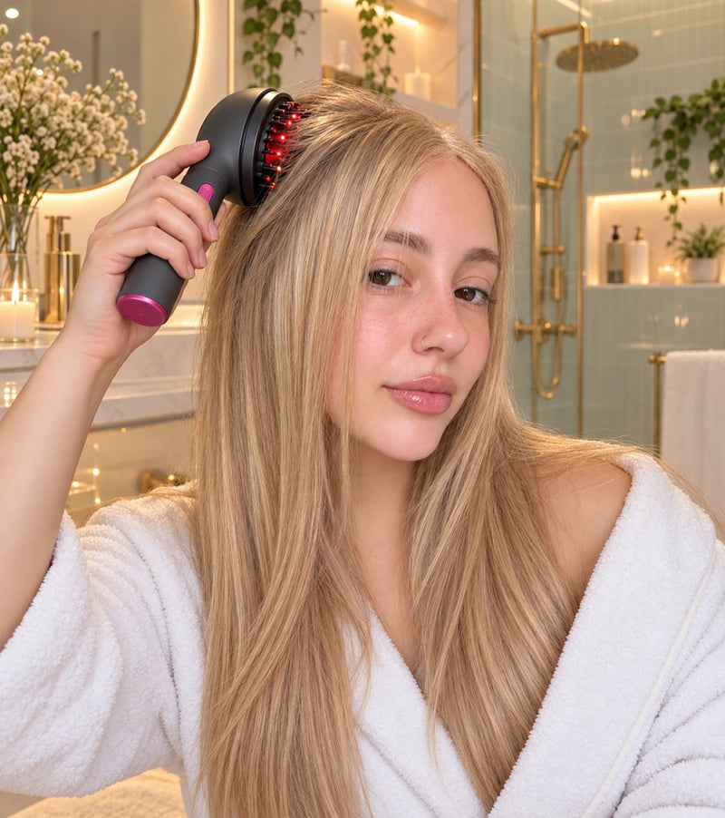 Scalp massager in use